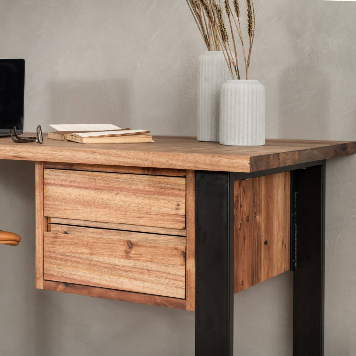 1.4m Sahara Study Desk With Drawers Right - Blackwood - 3
