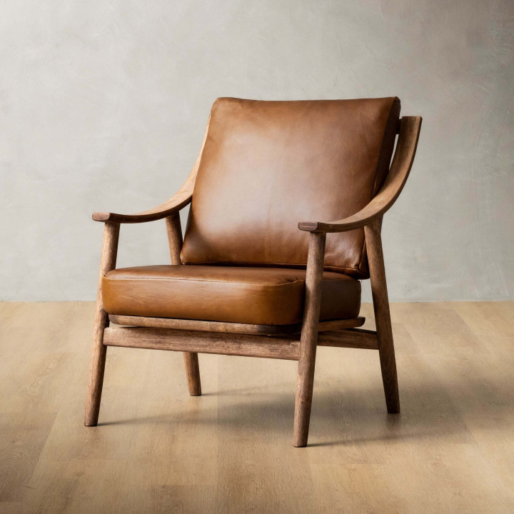 Mariclaire Leather Armchair - Tan - 1