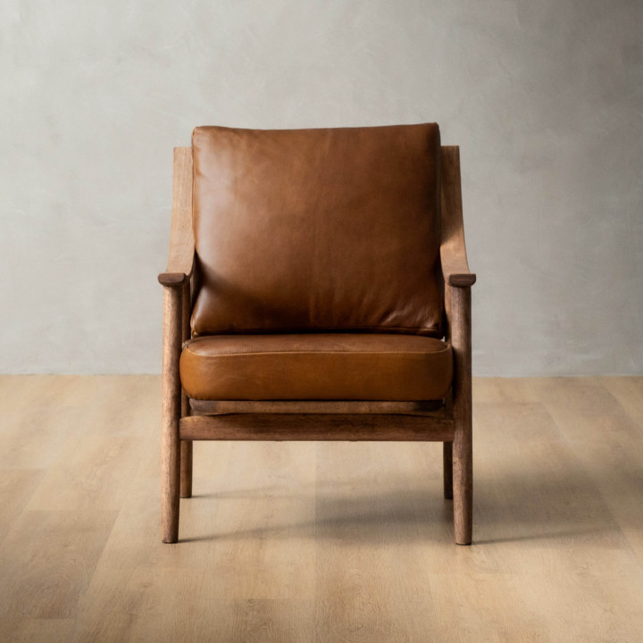 Mariclaire Leather Armchair - Tan - 3