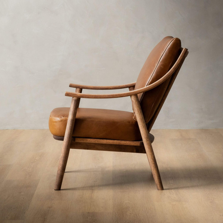Mariclaire Leather Armchair - Tan - 4