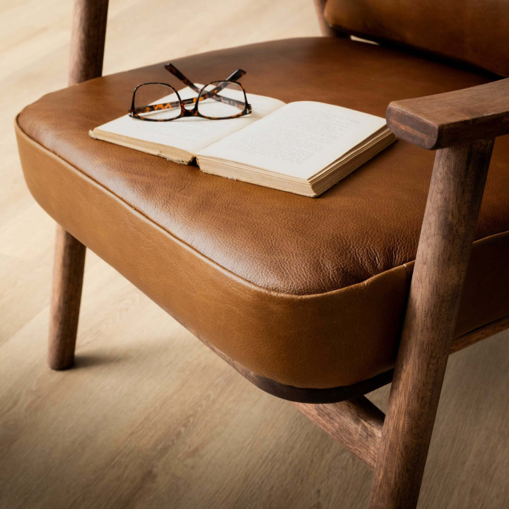 Mariclaire Leather Armchair - Tan - 6