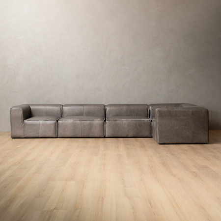Havenwood Leather Corner Couch - Shadow Ash - 1