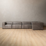 Havenwood Leather Corner Couch - Shadow Ash - 1