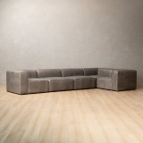 Havenwood Leather Corner Couch - Shadow Ash - 4