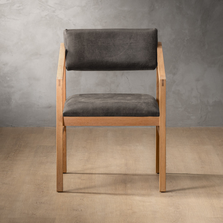 Jozi Leather Carver Chair - Oak - Charcoal - 2
