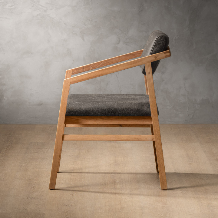 Jozi Leather Carver Chair - Oak - Charcoal - 3