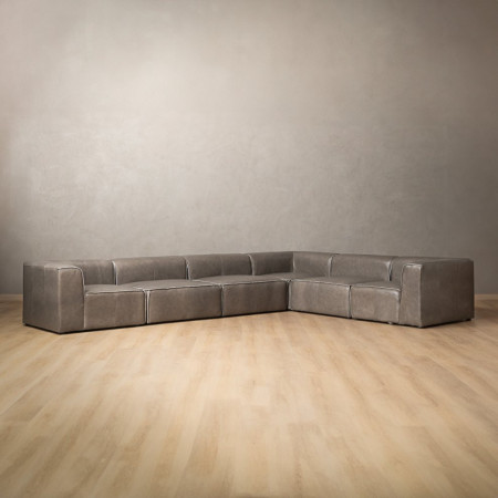 Havenwood Leather Grand Corner Couch - Shadow Ash - 1