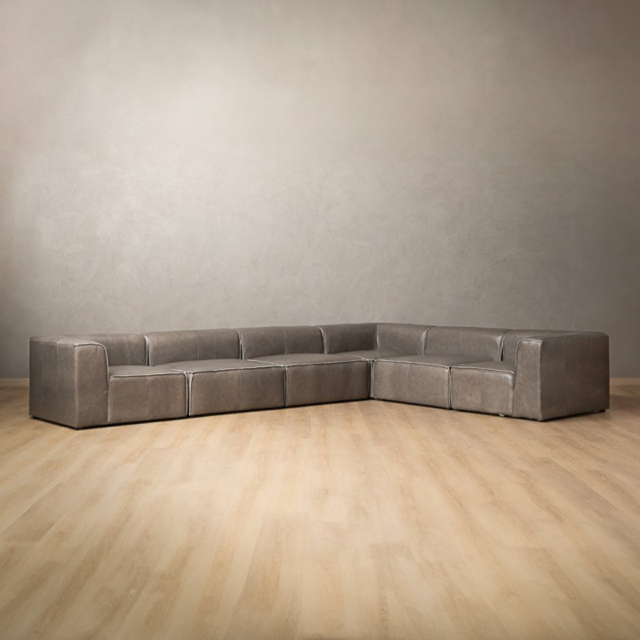 Havenwood Leather Grand Corner Couch - Shadow Ash - 1