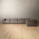 Havenwood Leather Grand Corner Couch - Shadow Ash - 4