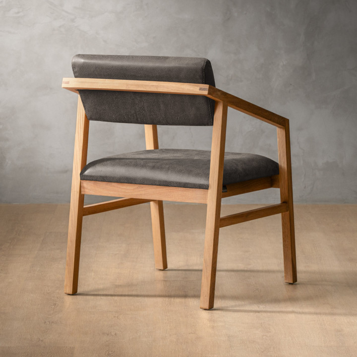 Jozi Leather Carver Chair - Oak - Charcoal - 4