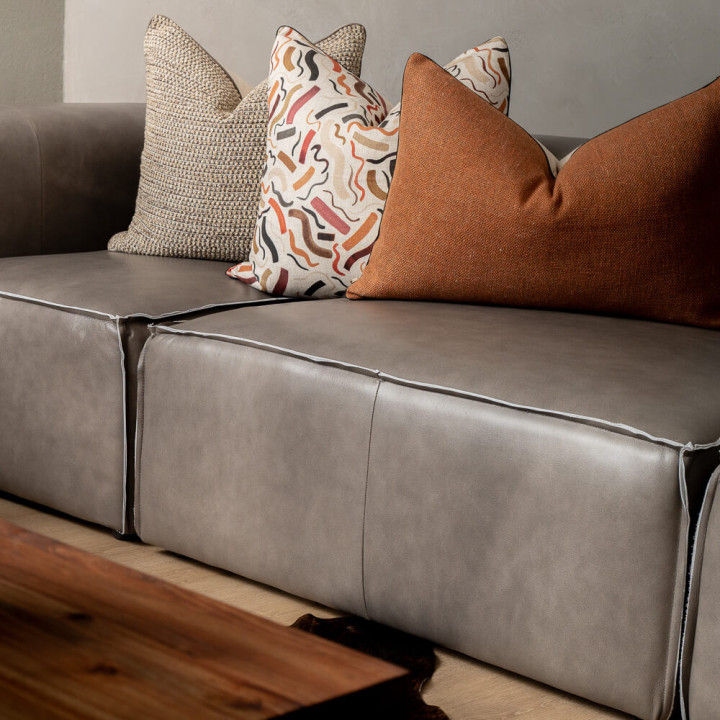 Havenwood Leather Grand Corner Couch With Ottoman - Shadow Ash - 4