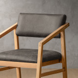 Jozi Leather Carver Chair - Oak - Charcoal - 5