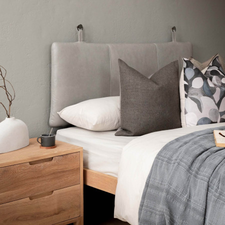 Carolina Double Leather Headboard - Grey - 1