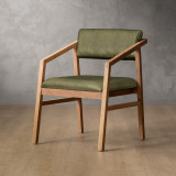 Jozi Leather Carver Chair - Oak - Olive - 1