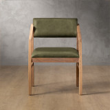 Jozi Leather Carver Chair - Oak - Olive - 2