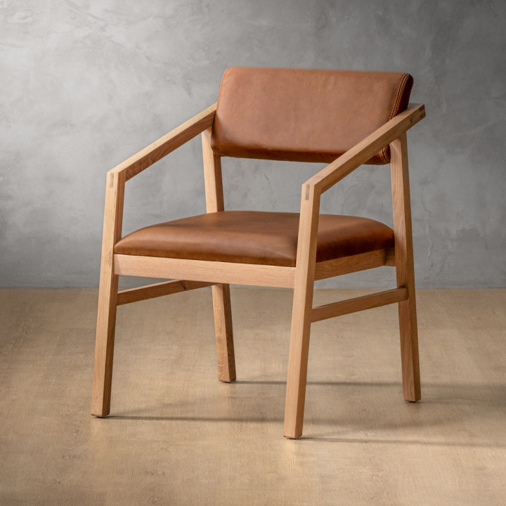 Jozi Leather Carver Chair - Oak - Butterscotch - 1