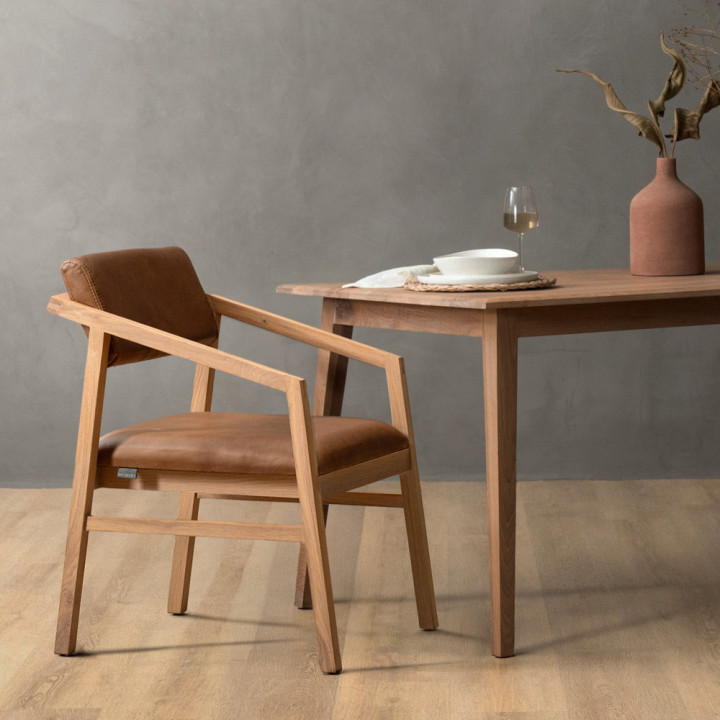 Jozi Leather Carver Chair - Oak - Butterscotch - 2
