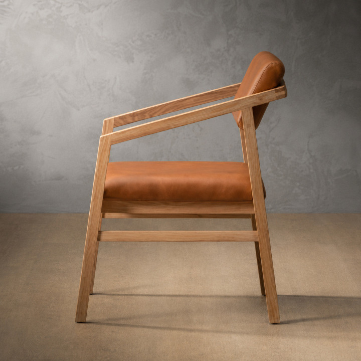 Jozi Leather Carver Chair - Oak - Ginger - 2