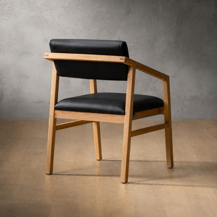 Jozi Leather Carver Chair - Oak - Black - 3