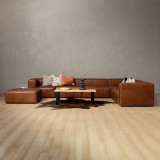 Havenwood Leather Grand Corner Couch With Ottoman - Duskwood - 2
