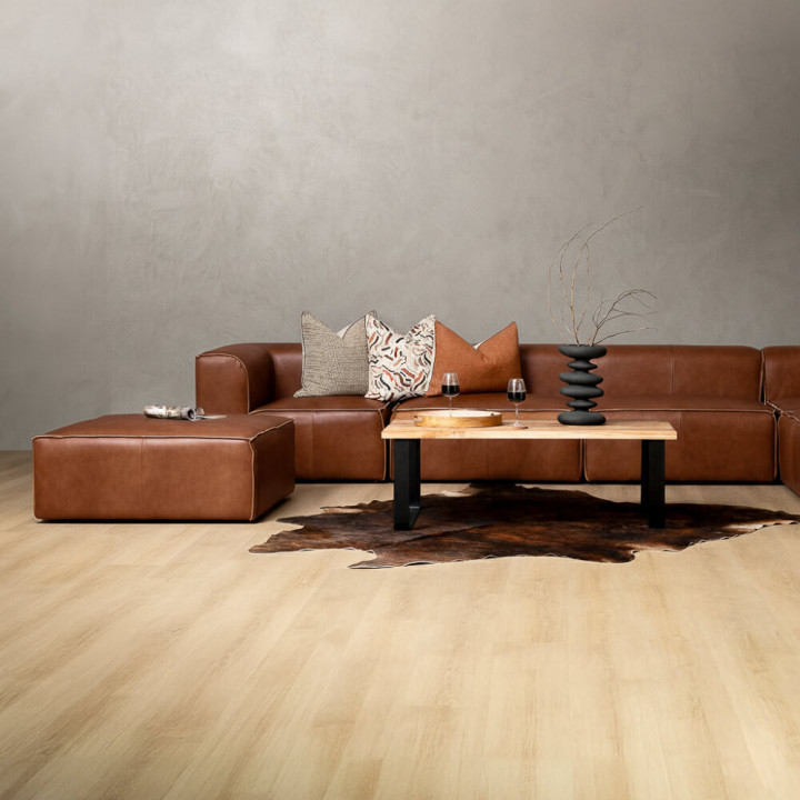 Havenwood Leather Grand Corner Couch With Ottoman - Duskwood - 3