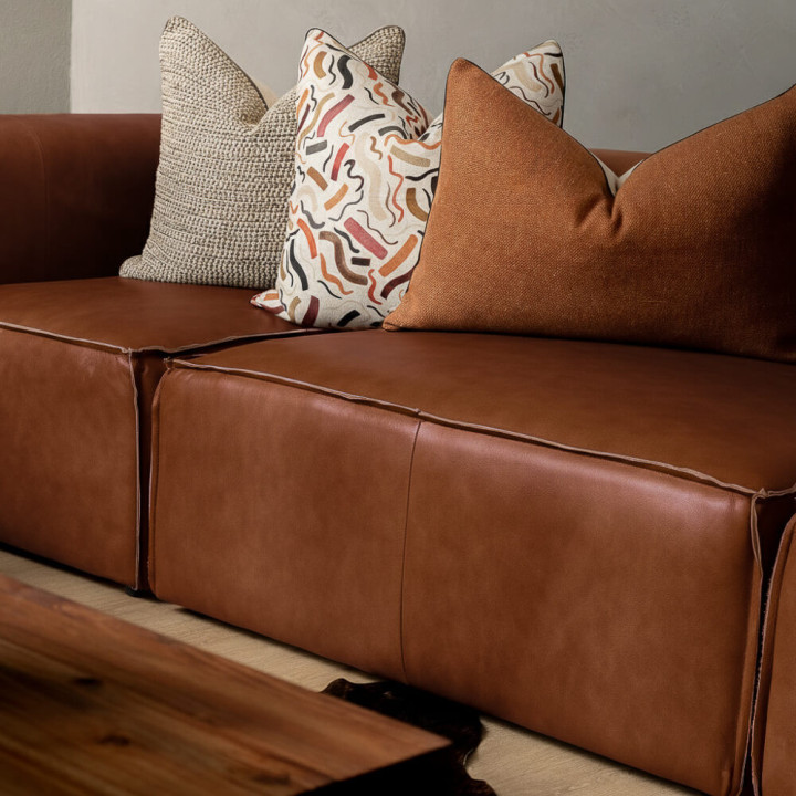 Havenwood Leather Grand Corner Couch With Ottoman - Duskwood - 4