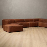 Havenwood Leather Grand Corner Couch With Ottoman - Duskwood - 6