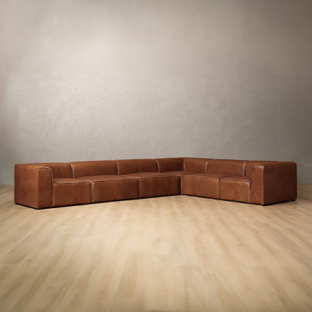 Havenwood Leather Grand Corner Couch - Duskwood
