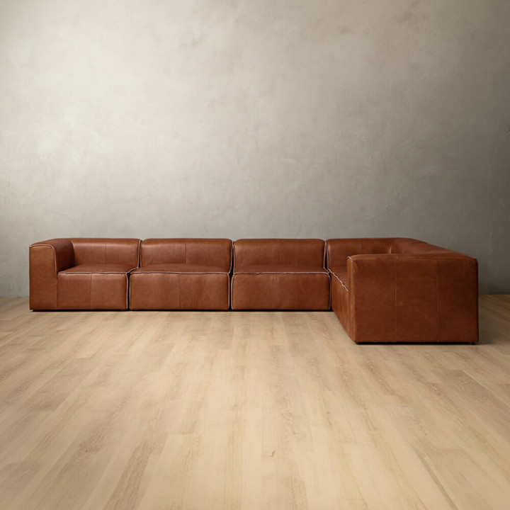 Havenwood Leather Grand Corner Couch - Duskwood - 4