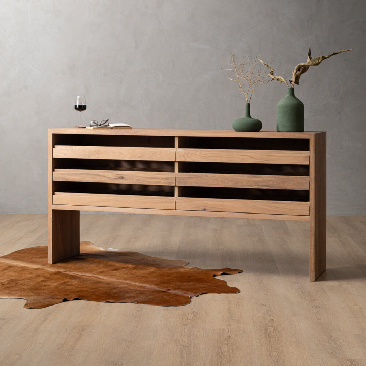 Large Linear Wine Rack - Oak - 2