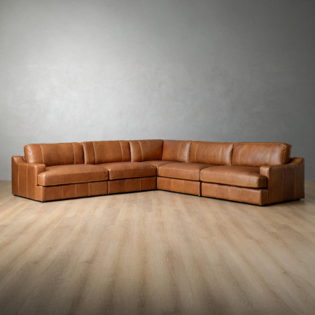 Windermere Large Modular Leather Corner Couch - Cinnamon