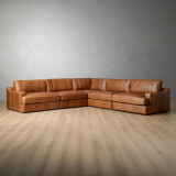 Windermere Large Modular Leather Corner Couch - Cinnamon - 1