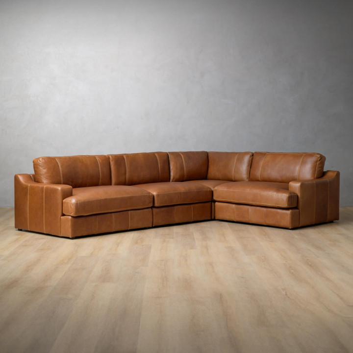 Windermere Modular Leather Corner Couch - Cinnamon - 1