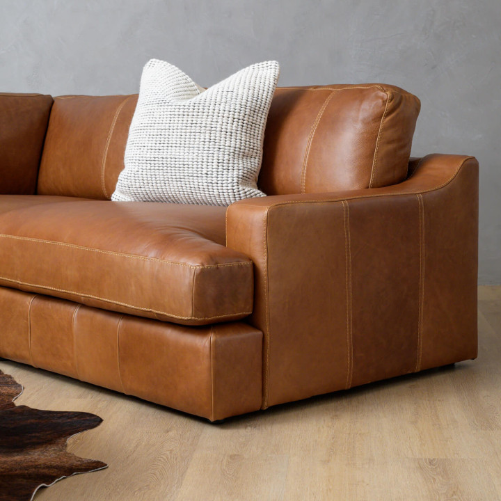 Windermere Modular Leather Corner Couch - Cinnamon - 3