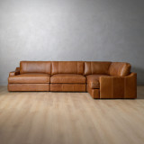 Windermere Modular Leather Corner Couch - Cinnamon - 4