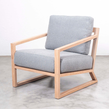 Clarens Fabric Armchair - Oak - Bouclé Dove Grey