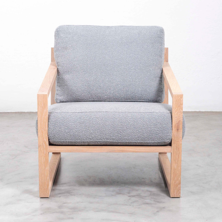 Clarens Fabric Armchair - Oak - Bouclé Dove Grey - 2