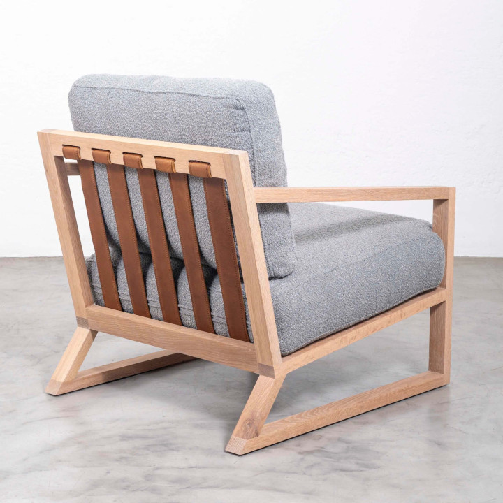 Clarens Fabric Armchair - Oak - Bouclé Dove Grey - 3