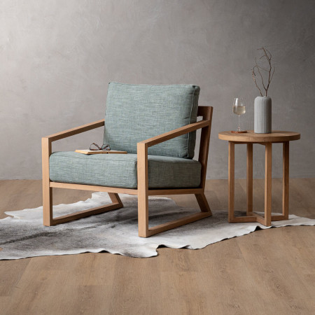 Clarens Fabric Armchair - Oak - Seafoam
