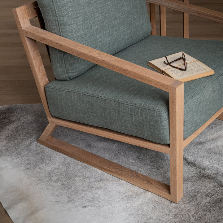 Clarens Fabric Armchair - Oak - Seafoam - 3