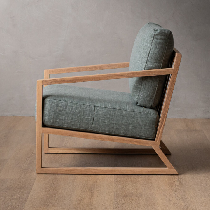 Clarens Fabric Armchair - Oak - Seafoam - 7