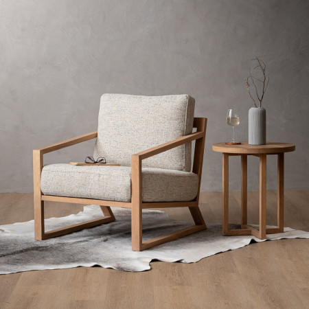 Clarens Fabric Armchair - Oak - Sandstone