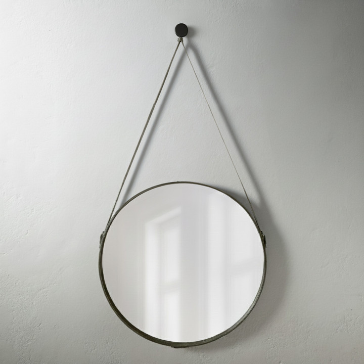 Loopé Leather Framed Mirror-Vintage Green - 1