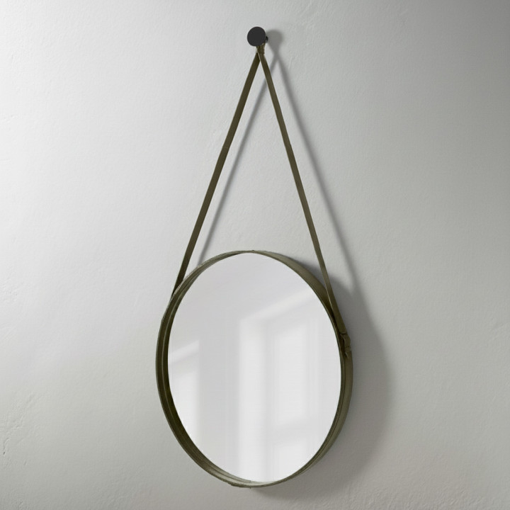 Loopé Leather Framed Mirror-Vintage Green - 2