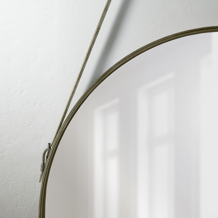 Loopé Leather Framed Mirror-Vintage Green - 3
