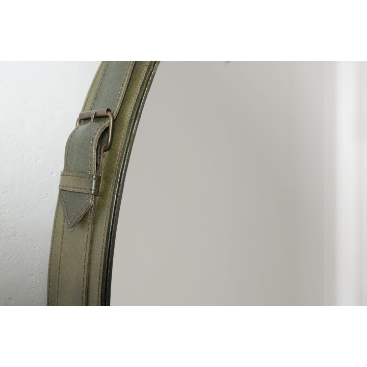 Loopé Leather Framed Mirror-Vintage Green - 4