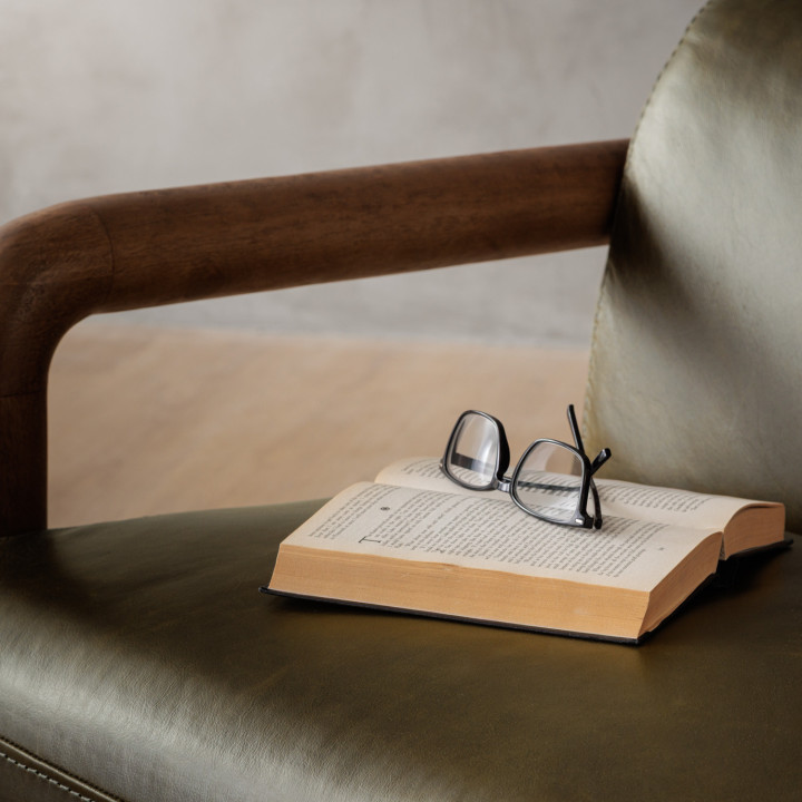 Bellora Leather Swivel Armchair - Olive - 3