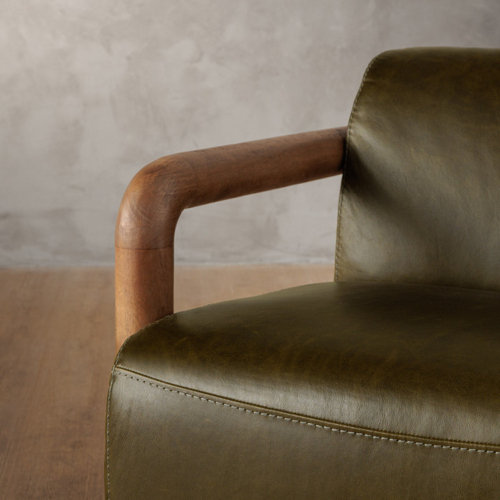 Bellora Leather Swivel Armchair - Olive - 7