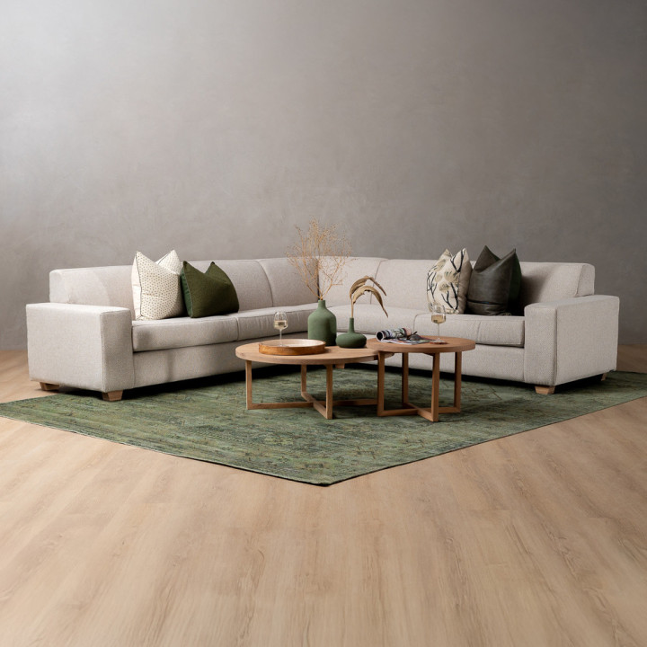 Karoo Full Corner Fabric Couch - Oats - 2