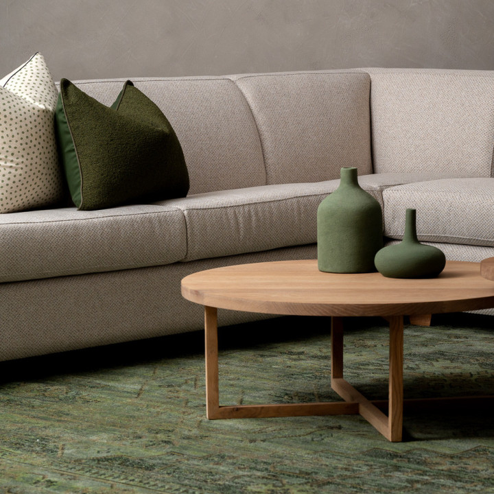 Karoo Full Corner Fabric Couch - Oats - 3